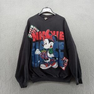 Vtg Minnie Mouse Sweatshirt Womens‎ XL Black Graphic Crew Mickey Unlimited 80s